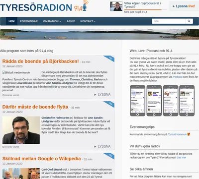 SD Tyresö närradio startsida 2020