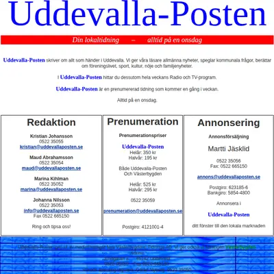 Uddevalla-Posten uddevallaposten.se startsida 2006