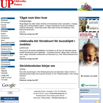 Uddevalla-Posten uddevallaposten.se startsida 2007