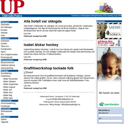 Uddevalla-Posten uddevallaposten.se startsida 2008