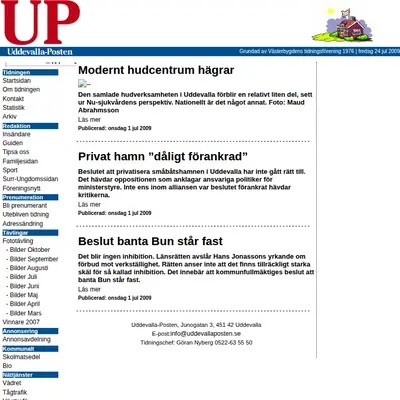 Uddevalla-Posten uddevallaposten.se startsida 2009