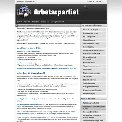 Umebladet startsida 2012