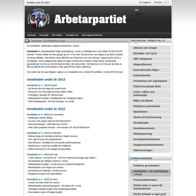 Umebladet startsida 2013