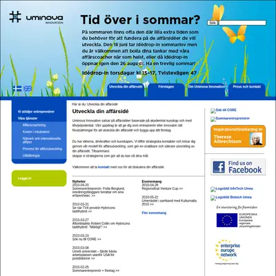 www.uminovainnovation.se startsida 2010