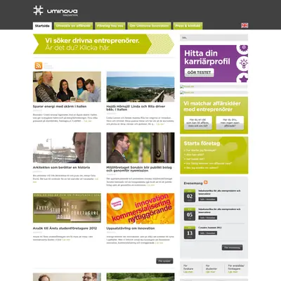 www.uminovainnovation.se startsida 2012