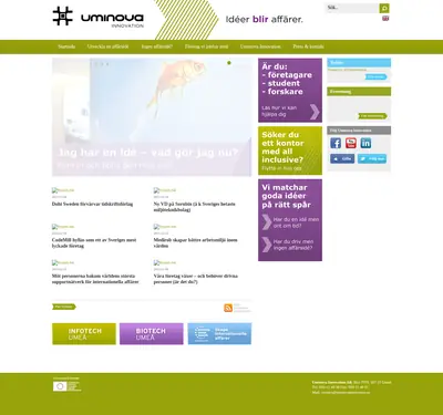 www.uminovainnovation.se startsida 2014