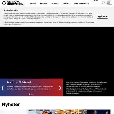 www.uminovainnovation.se startsida 2019