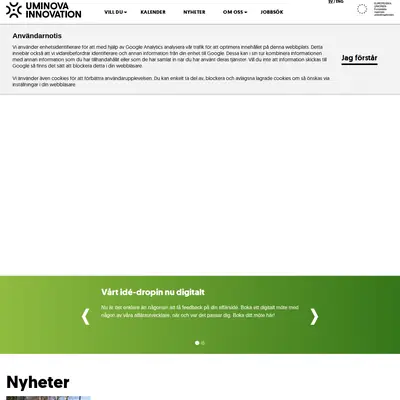 www.uminovainnovation.se startsida 2020