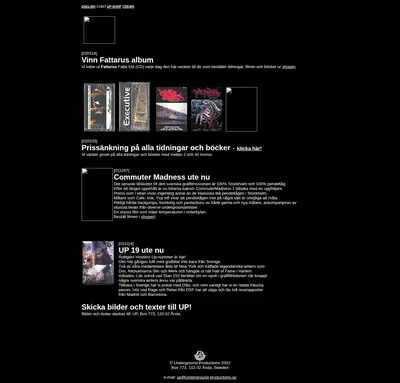 UNDERGROUND PRODUCTIONS startsida 2002