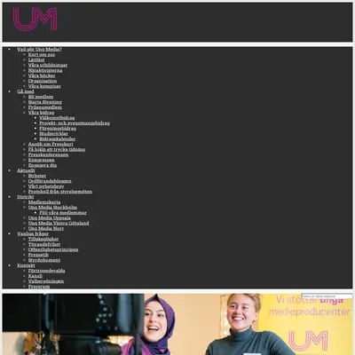 Ung Media Sverige, www.ungmedia.se startsida 2017