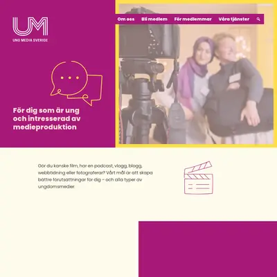 Ung Media Sverige, www.ungmedia.se startsida 2023
