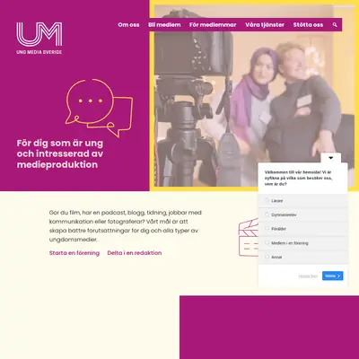 Ung Media Sverige, www.ungmedia.se startsida 2025
