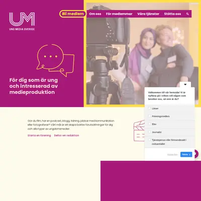 Ung Media Sverige, www.ungmedia.se startsida 2026