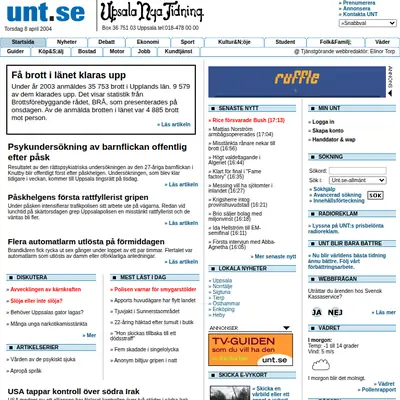 unt.se startsida 2004
