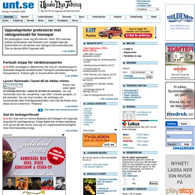 unt.se startsida 2005