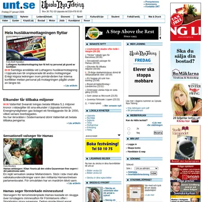unt.se startsida 2006