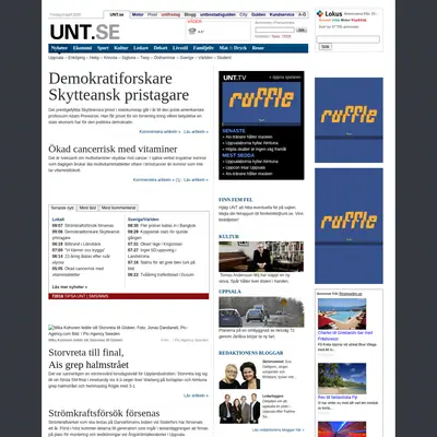 unt.se startsida 2010