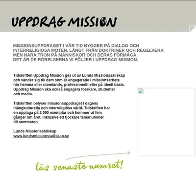 UPPDRAG MISSION startsida 2016