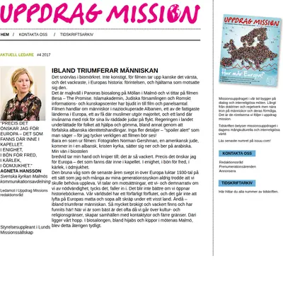UPPDRAG MISSION startsida 2017