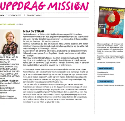 UPPDRAG MISSION startsida 2018