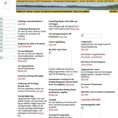 Upplandsbro Direkt startsida 2004