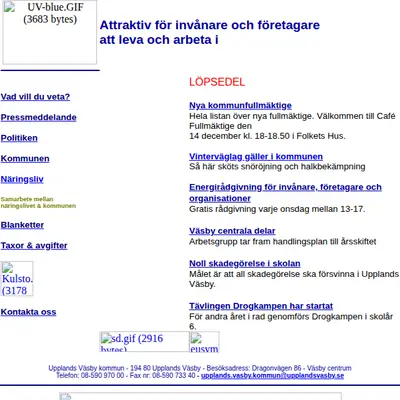 Upplands Väsby Direkt startsida 1998