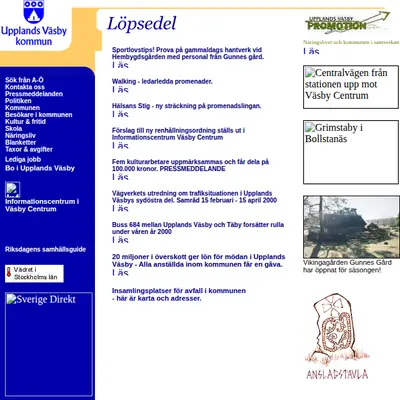 Upplands Väsby Direkt startsida 2000