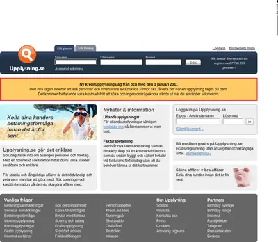 www.upplysning.se startsida 2011
