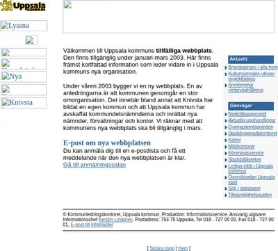Vårt Uppsala startsida 2003