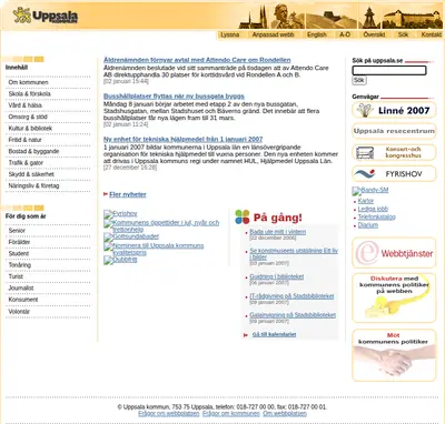 Vårt Uppsala startsida 2007