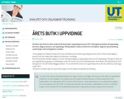 UPPVIDINGE TIDNING startsida 2018