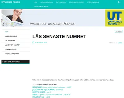 UPPVIDINGE TIDNING startsida 2021