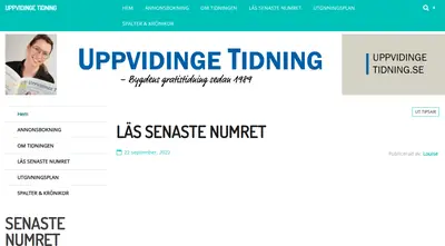 UPPVIDINGE TIDNING startsida 2022