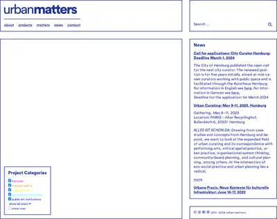 Urban Matters startsida 2024