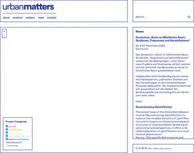 Urban Matters startsida 2025