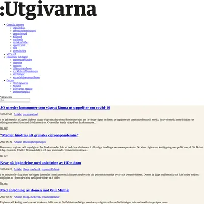 www.utgivarna.se startsida 2020