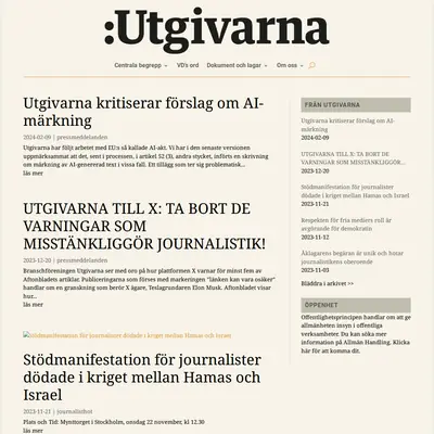 www.utgivarna.se startsida 2024
