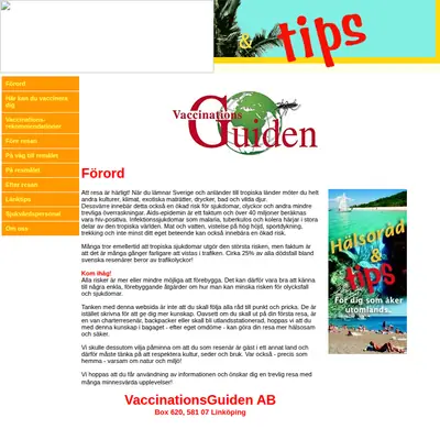 VACCINATIONSGUIDEN startsida 2004