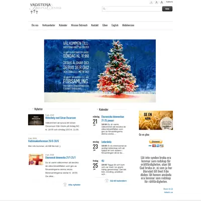 Gudstjänst från Vadstena Kristna Center startsida 2019