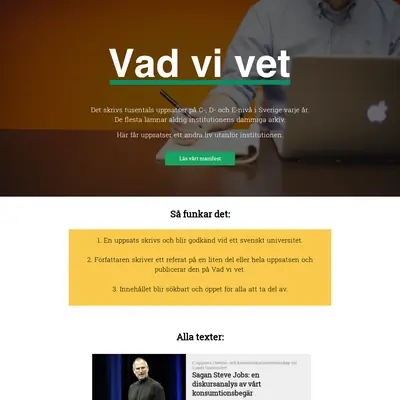 Vad Vi Vet startsida 2016