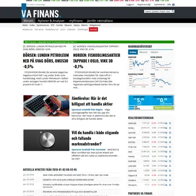 www.vafinans.se startsida 2018