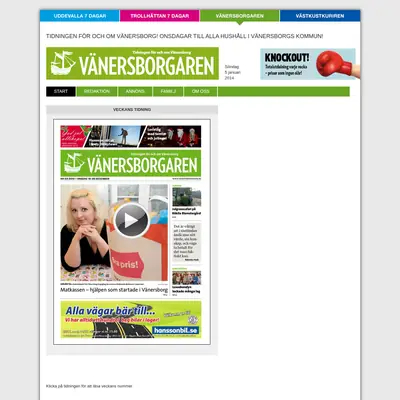 www.vanersborgaren.se startsida 2014