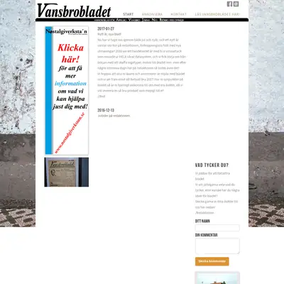 Vansbrobladet/Järnanytt startsida 2017