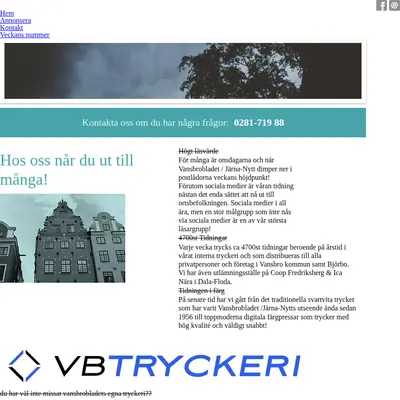 Vansbrobladet/Järnanytt startsida 2021