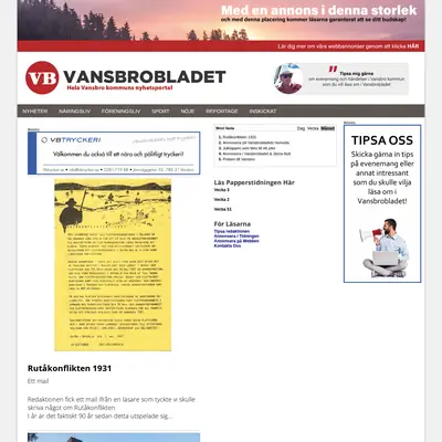 Vansbrobladet/Järnanytt startsida 2022