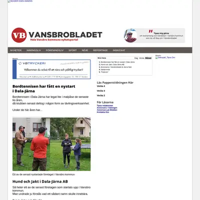 Vansbrobladet/Järnanytt startsida 2023