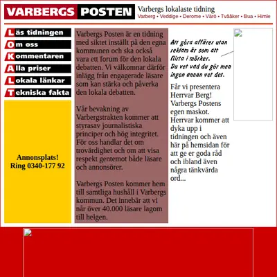 varbergsposten.se startsida 2001