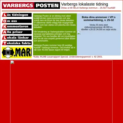 varbergsposten.se startsida 2003