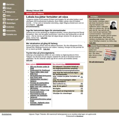 varbergsposten.se startsida 2009