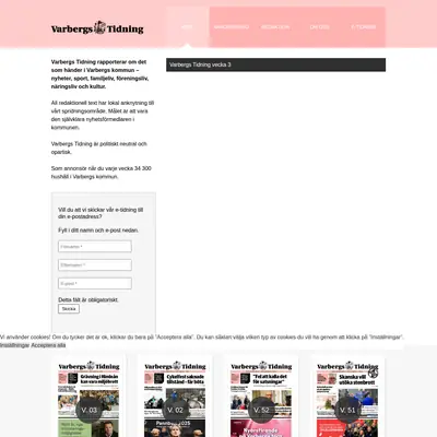 Varbergs Tidning startsida 2025